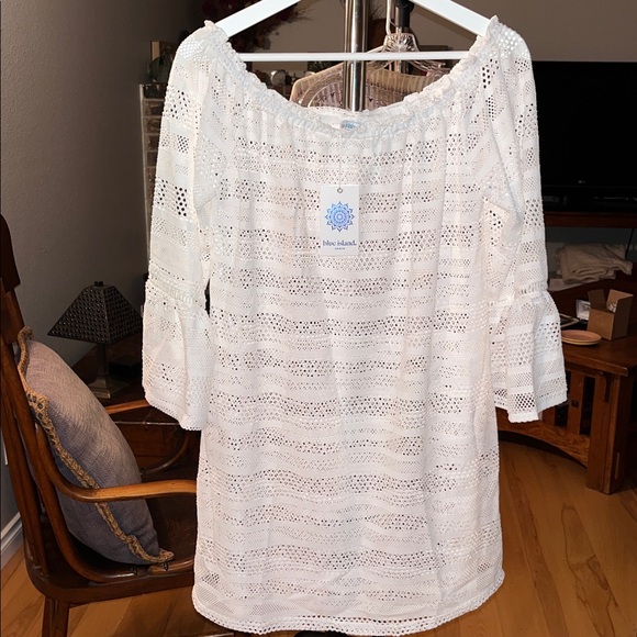 blue island Other - Blue Island White Mesh Beach Tunic Coverup Size Large